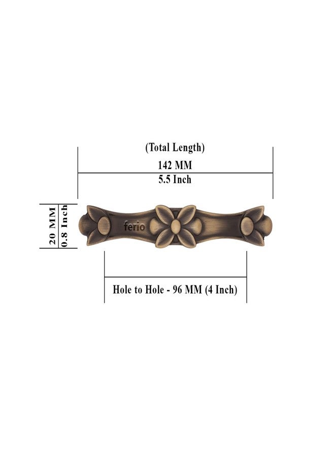 FERIO 96 MM Zinc Cabinet Pull Door nd Window Handle Wardrobe Drawer Kitchen Brass Antique 4 Inch (Pack of 2), Pull Handle - Image 2